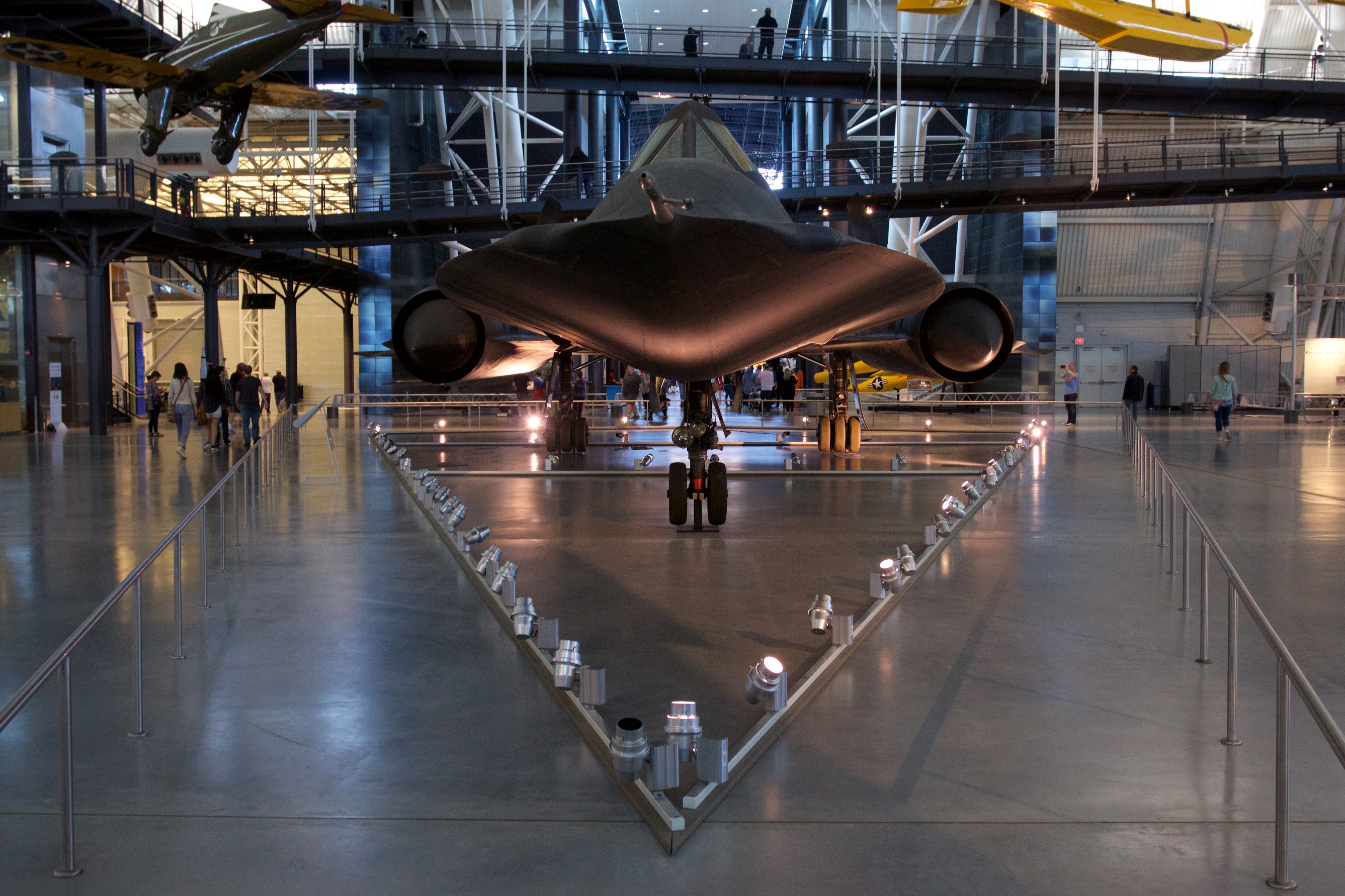SR-71 Blackbird in aircraft museum.