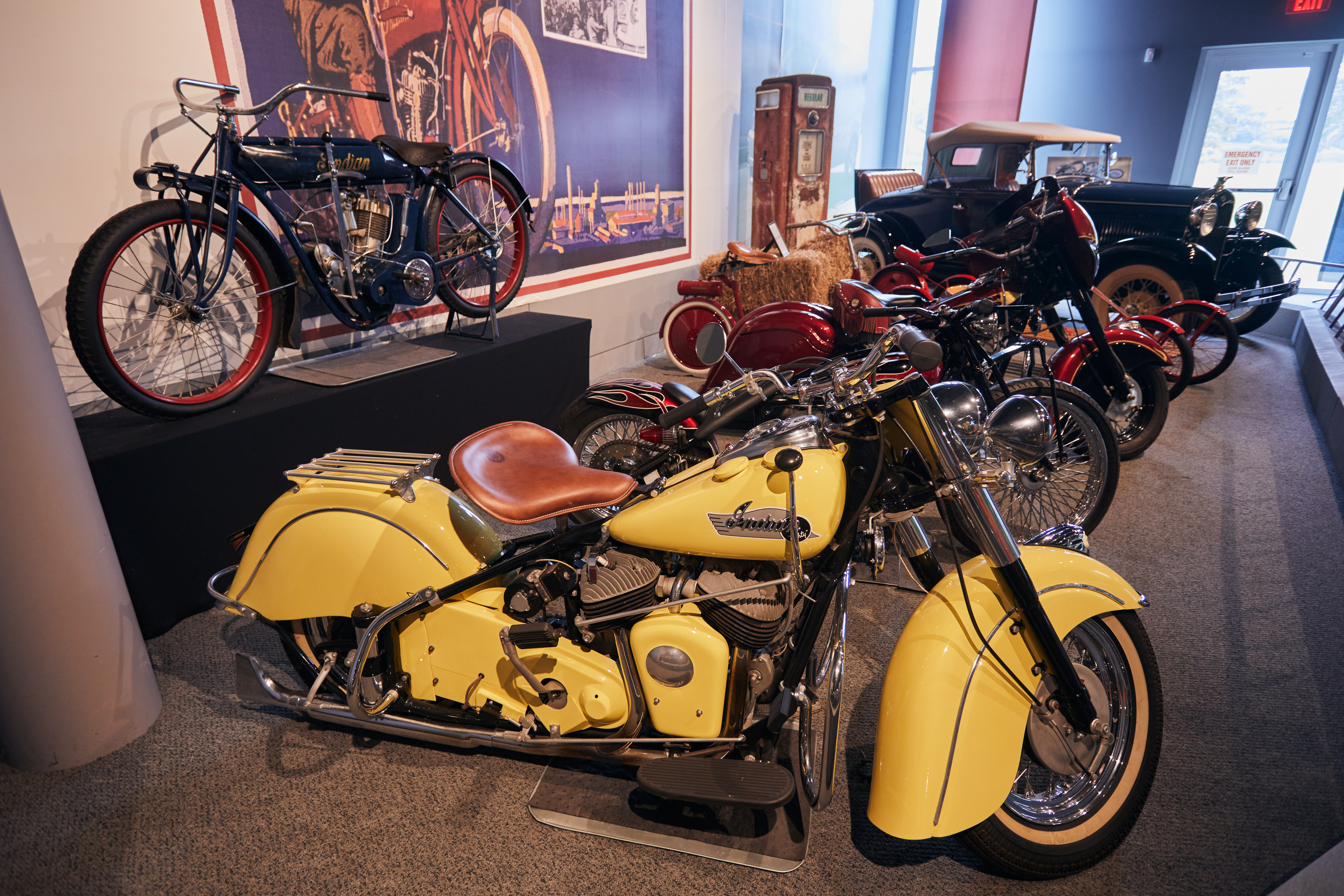 Lineup of Indian motorcycles.