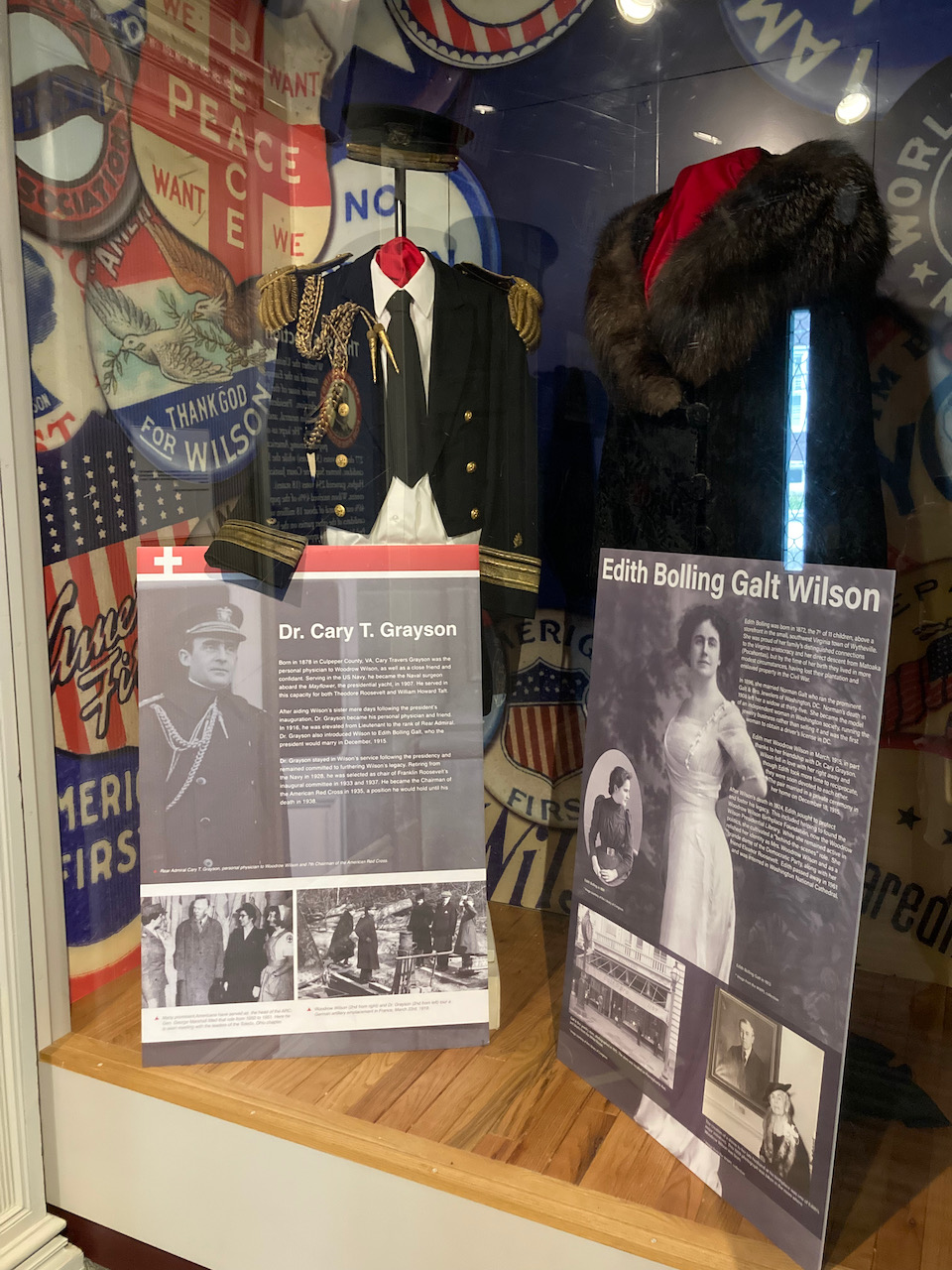 Exhibit on Edith Wilson and Cary T Grayson.