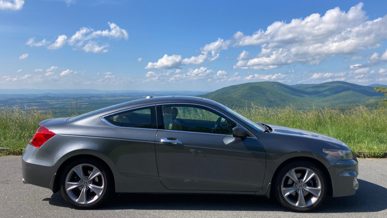 2012 Honda Accord with Blue Ridge Mountains in background.
