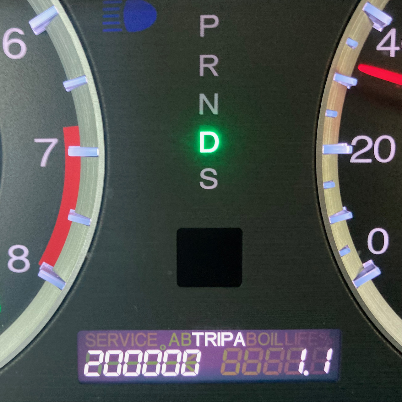 Car odometer reading 200000 TRIP A 1.1
