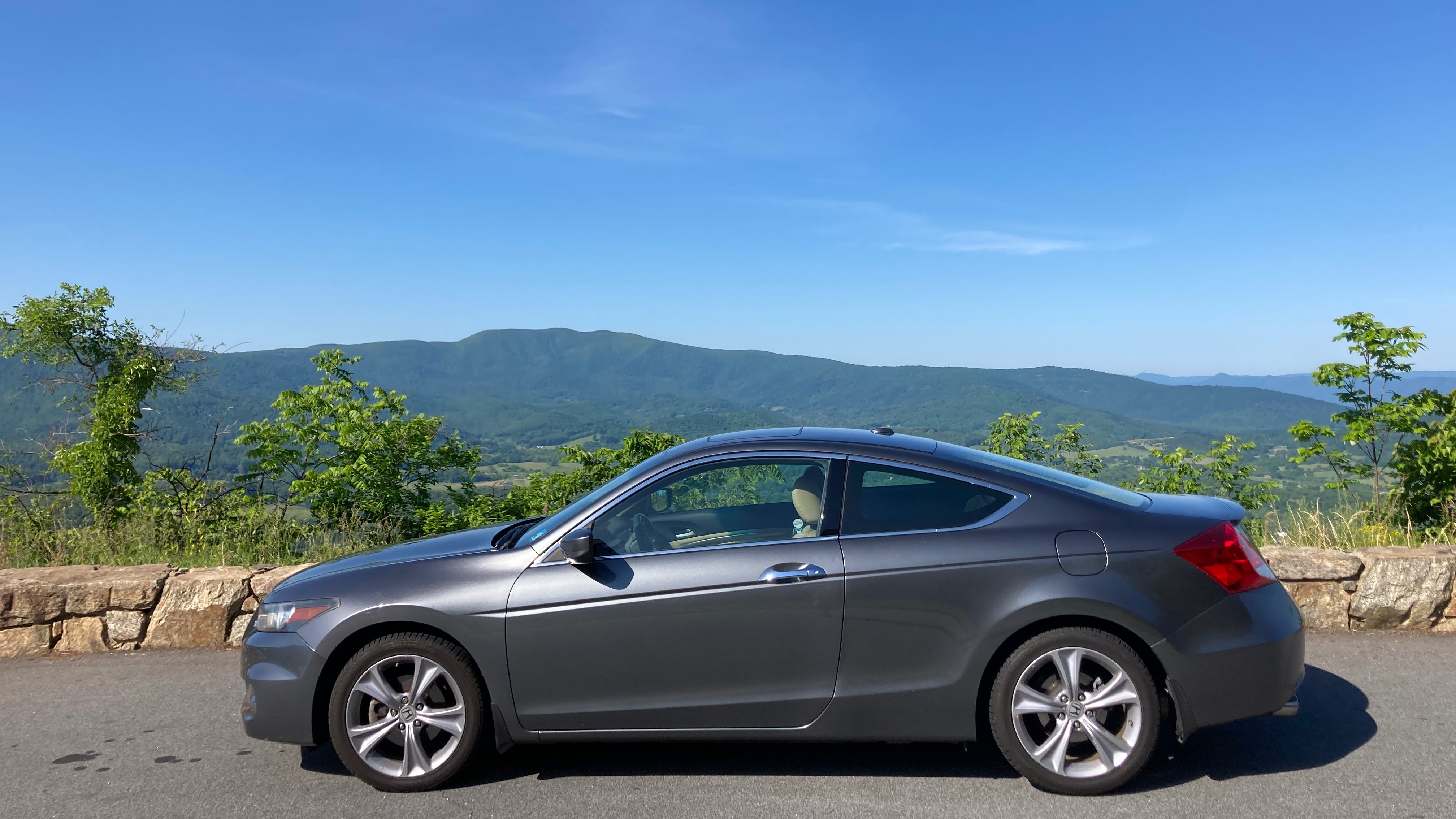 2012 Honda Accord coupe parked on Skyline Drive.