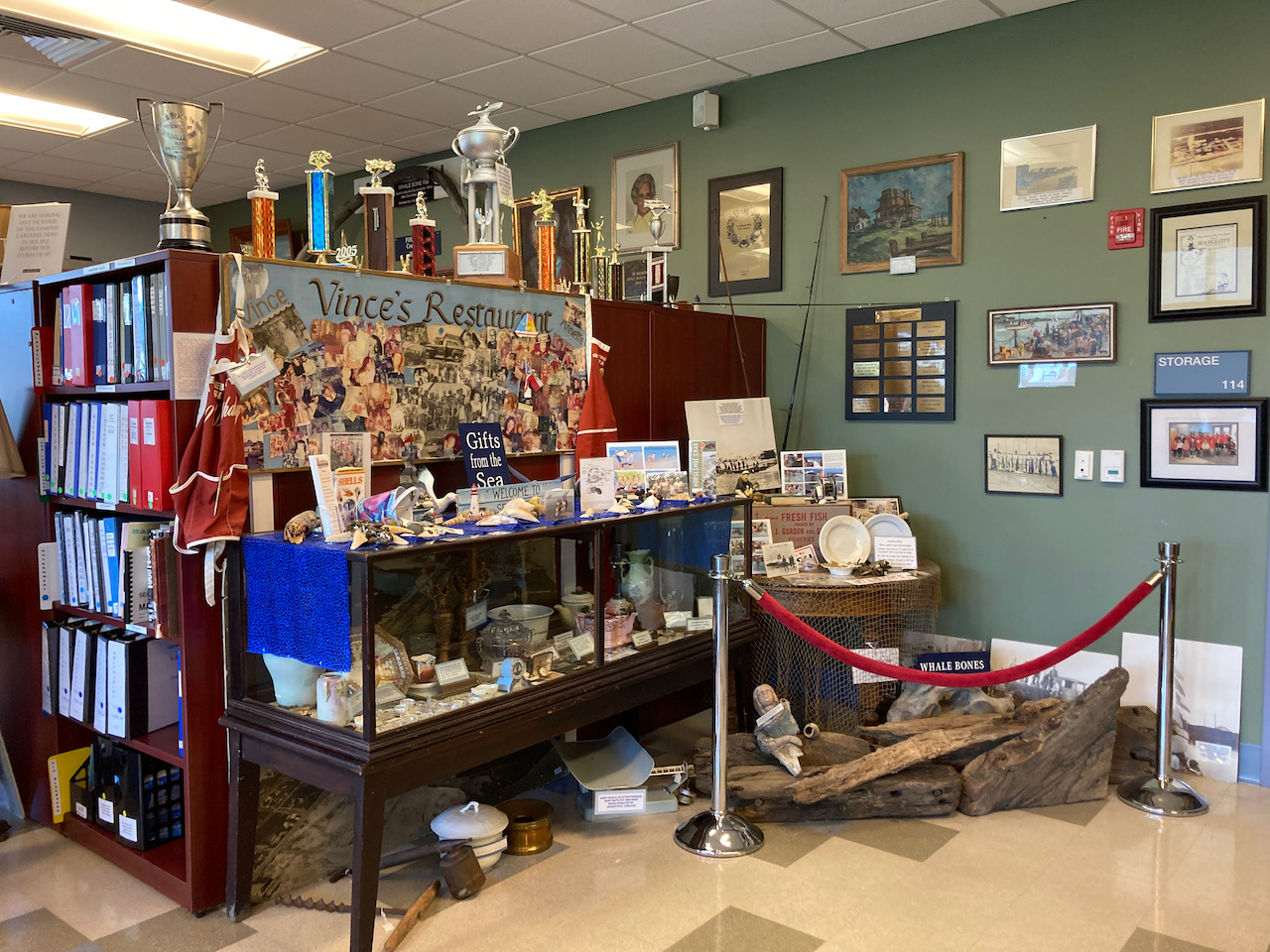 Collection of items in small room.