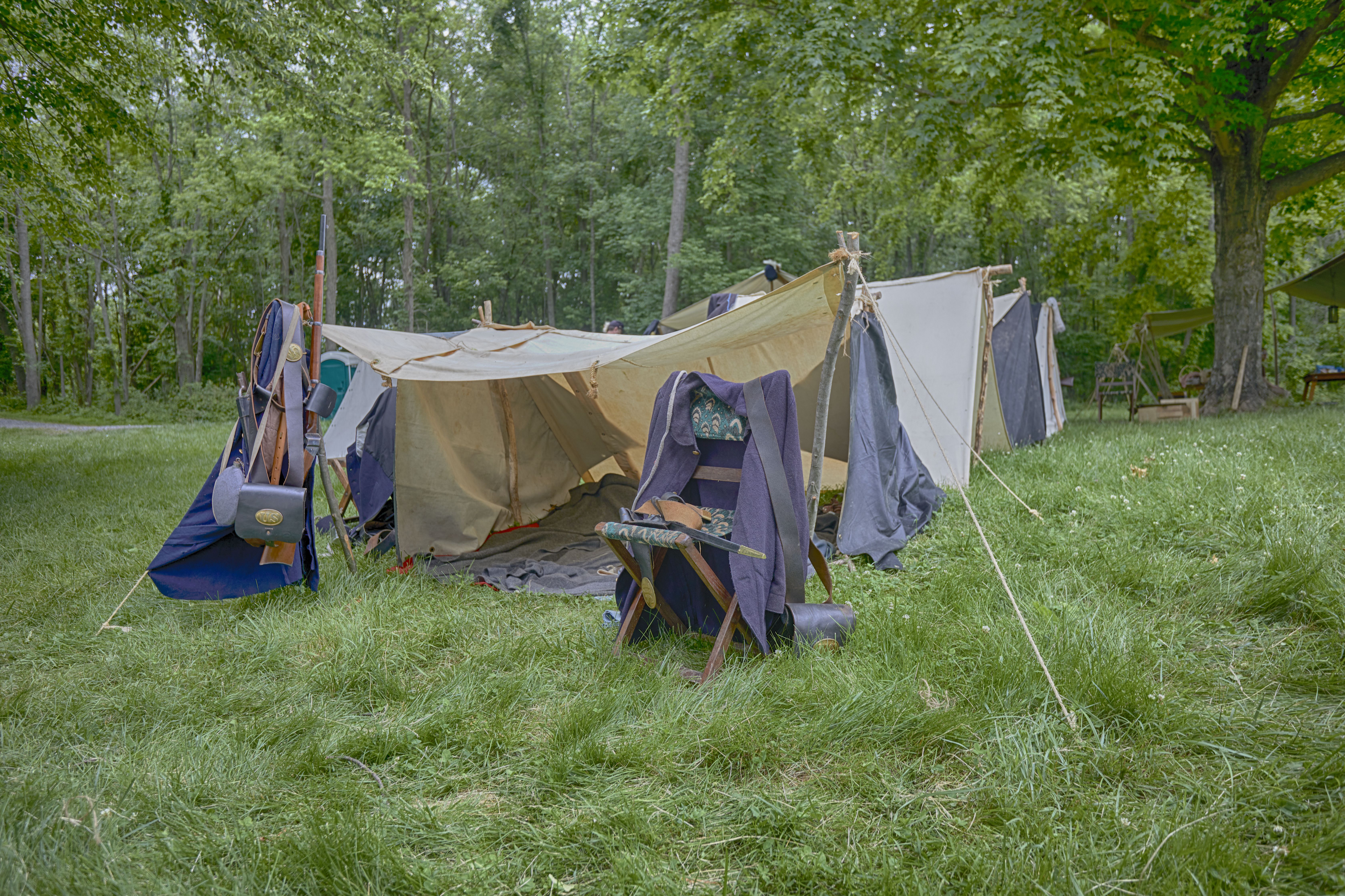 Civil War era tents for re-enactors.