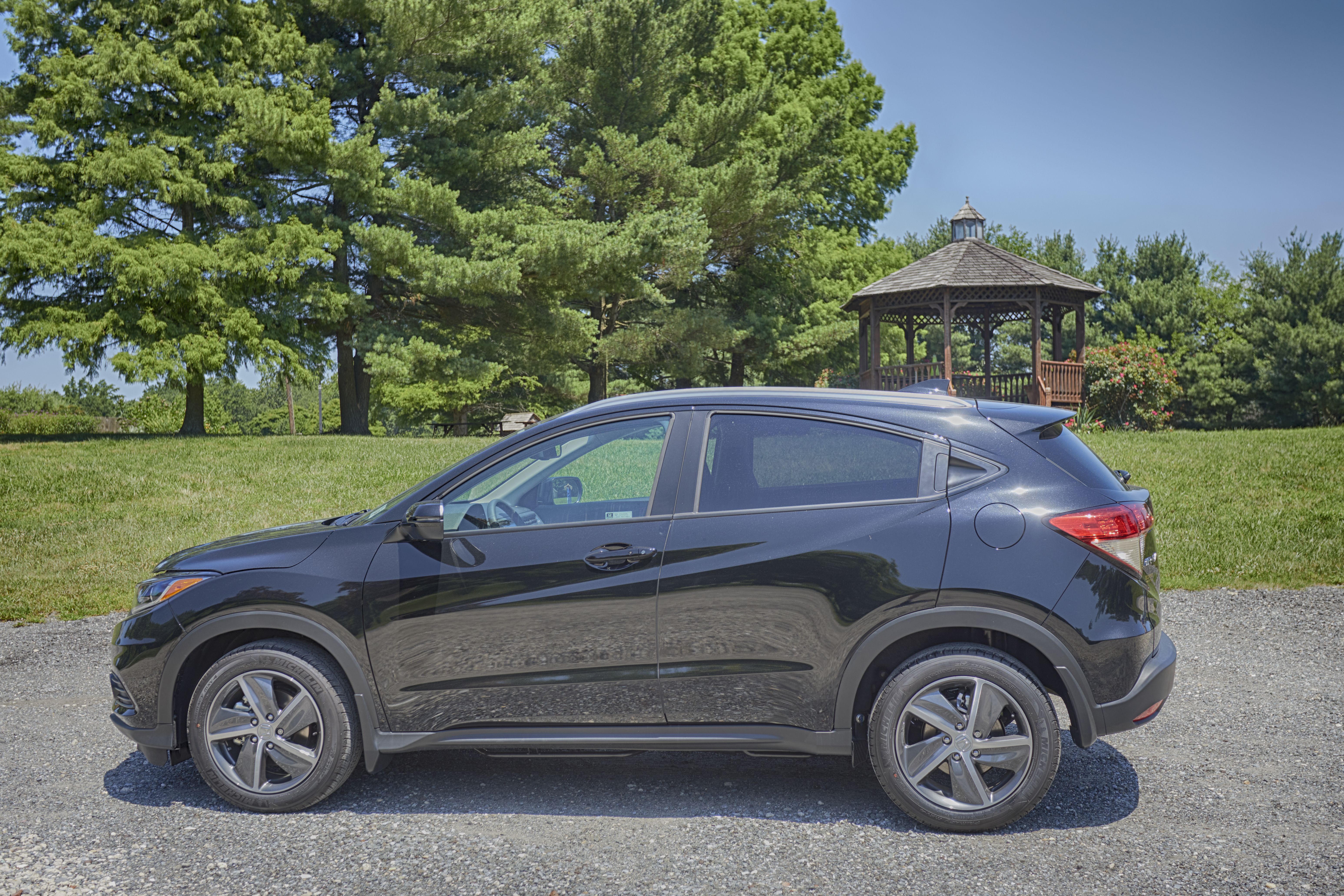 2021 Honda HR-V parked in front of gazebo.