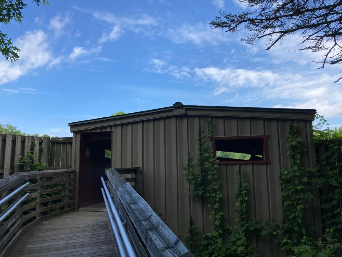 Bird blind on hiking trail.