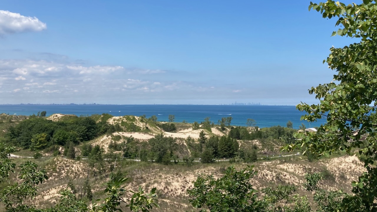 Indiana Dunes with view of Lake Michigan.