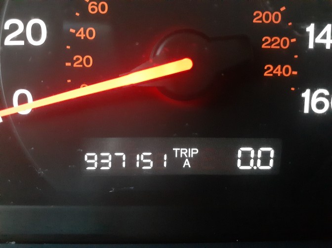 Car odometer reading 937151 TRIP A 0.0