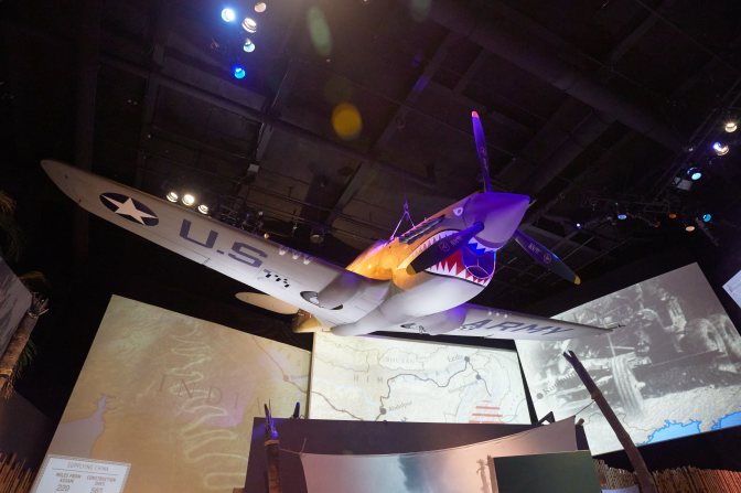 P-40 Warhawk hanging from ceiling.