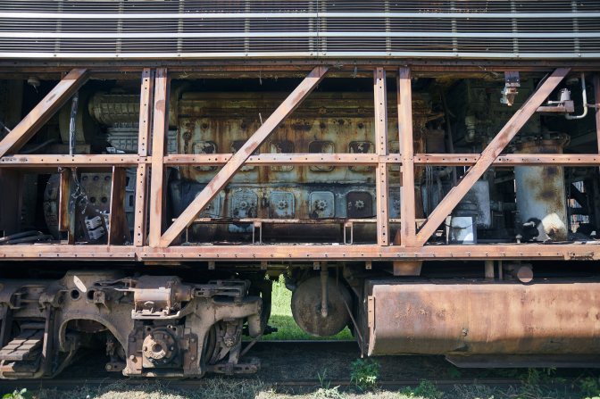 Diesel engines in train.