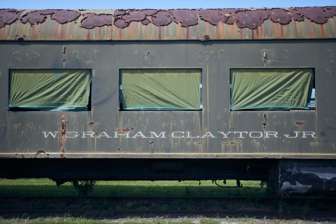 Passenger train car with words W. GRAHAM CLAYTOR JR.