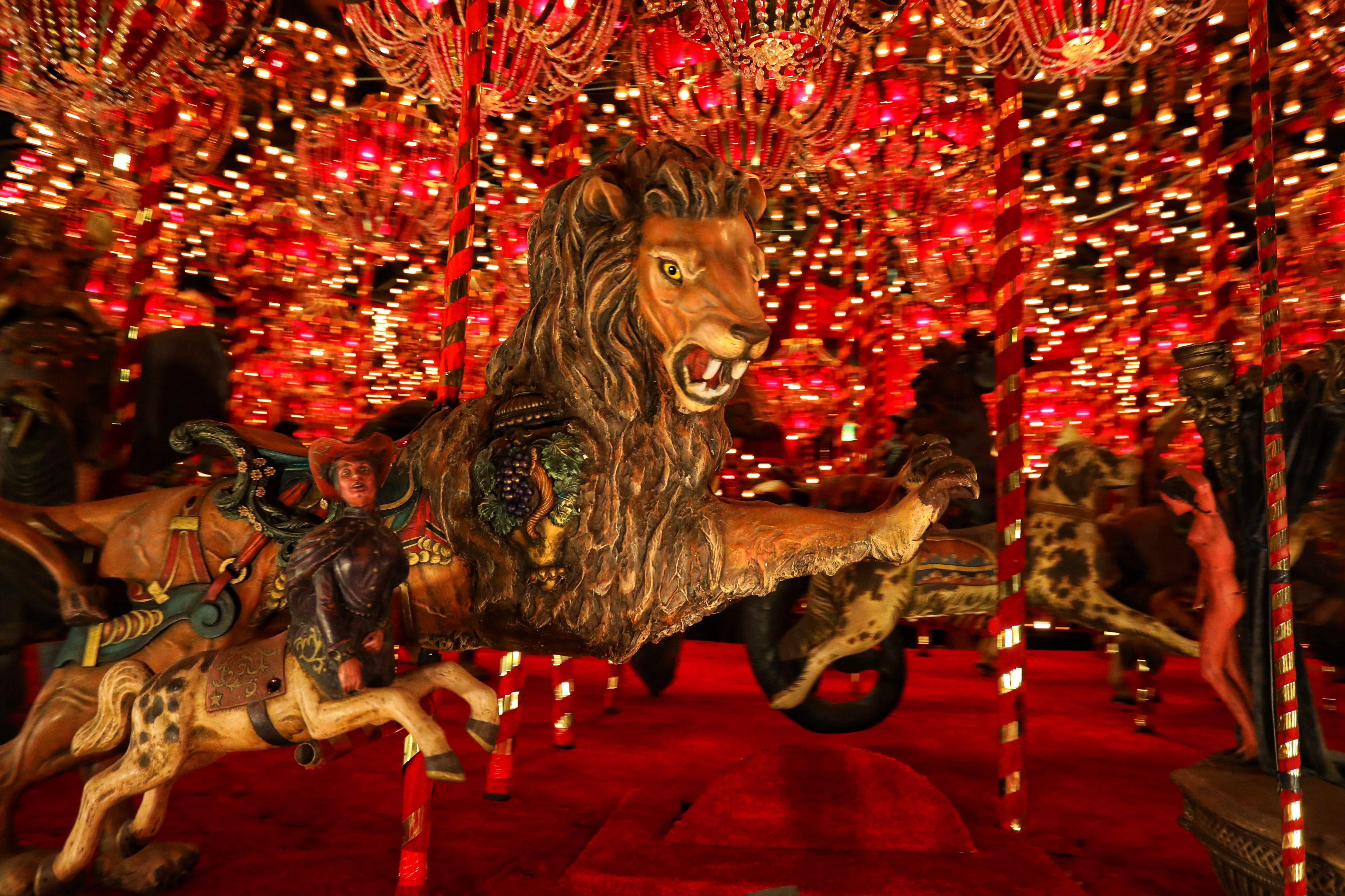 Lion carousel animal.