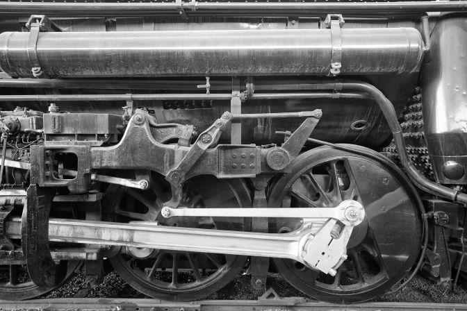 Wheels and lower half of 1218 locomotive.
