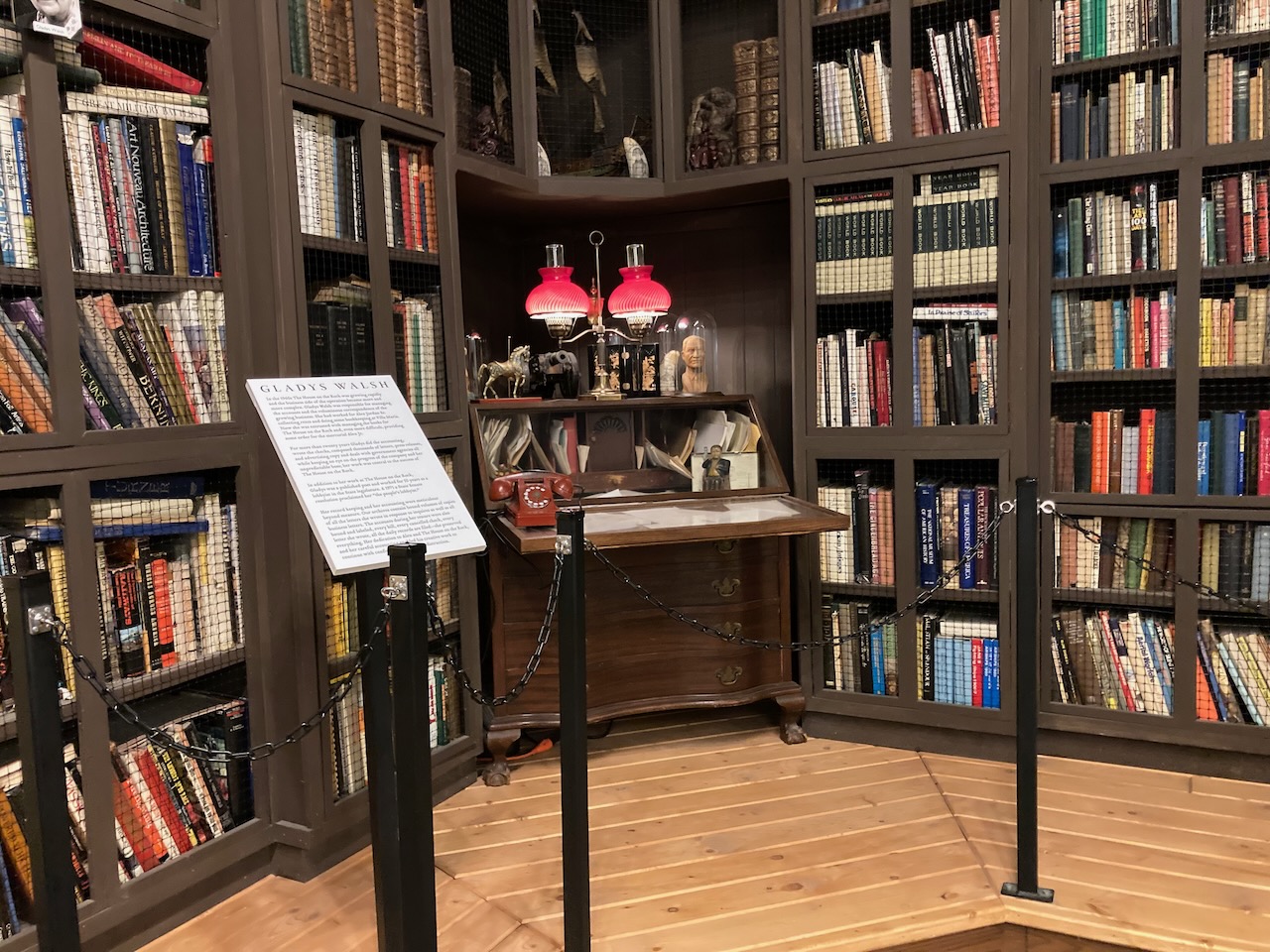 Display of Alex Jordan Jr's library.