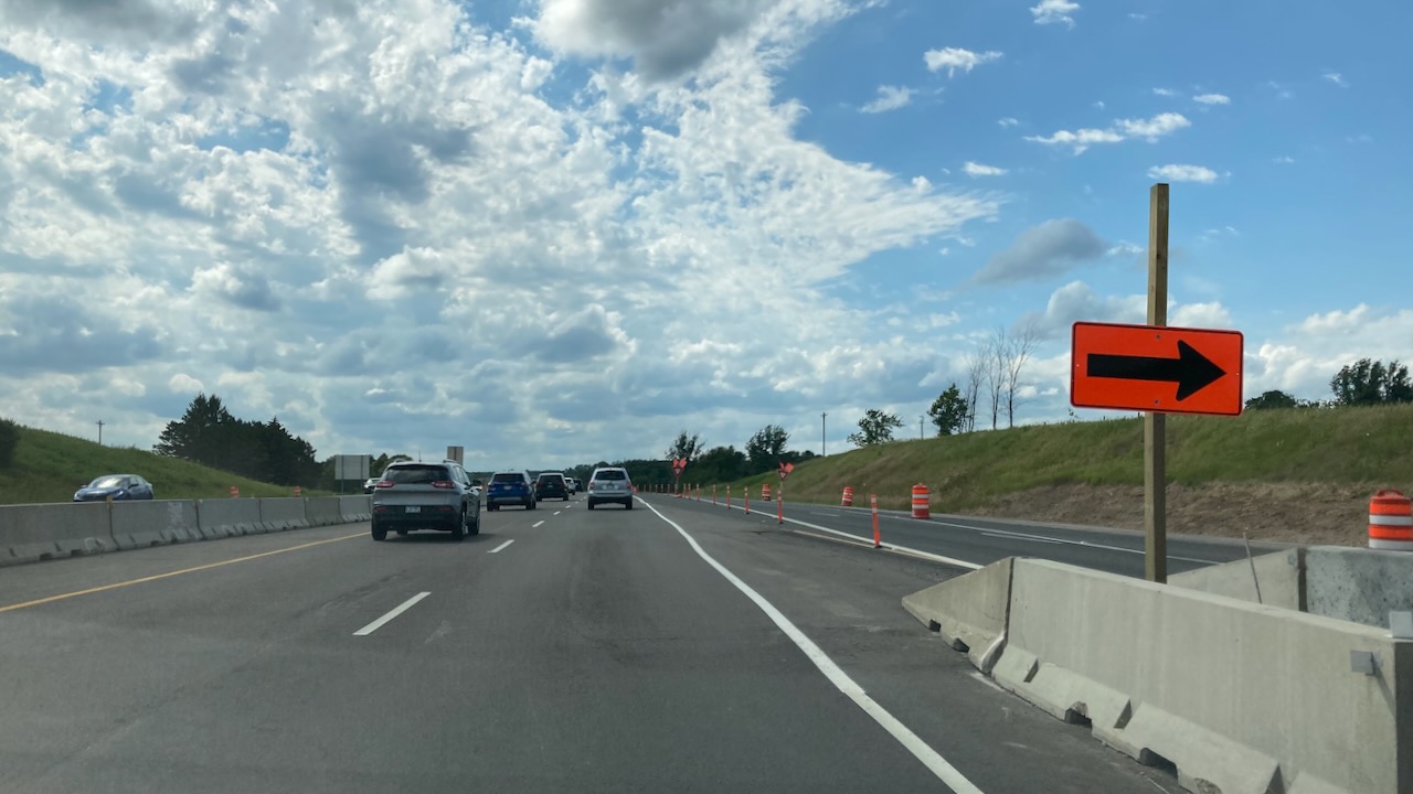 View of construction zone on I-94.