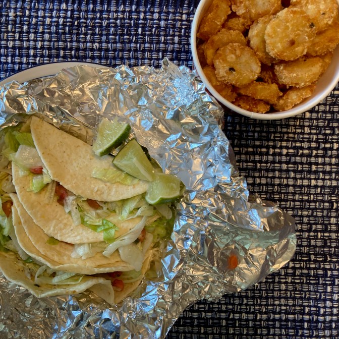 Street tacos and potato oles.