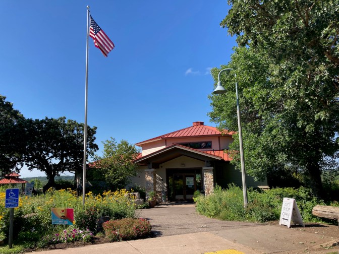 Exterior of Great River Road Visitor Center in Prescott, Wisconsin.