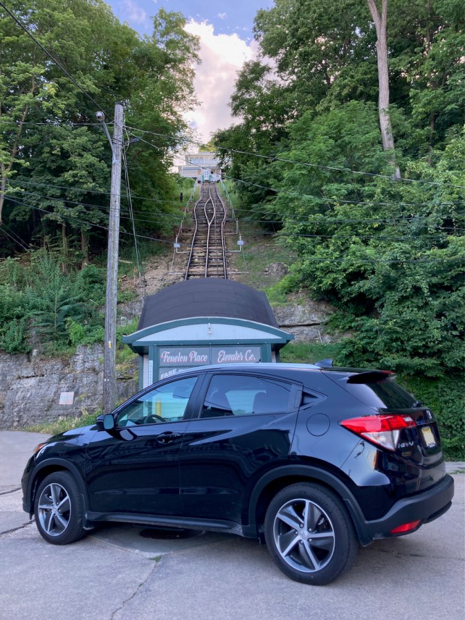 2021 Honda HR-V parked in front of Fenelon Place Elevator.