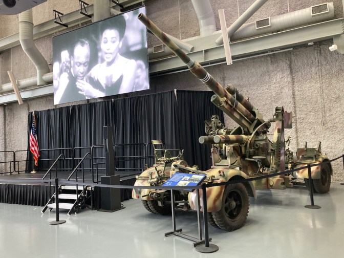 Museum of lobby, with German Flak 37 88mm gun on display.