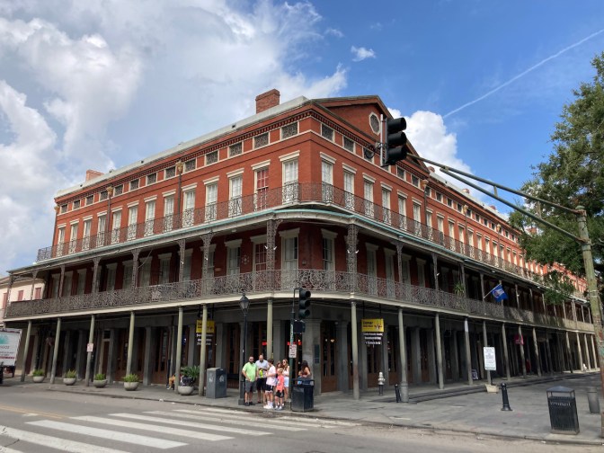 Three-story building in French Quarter.