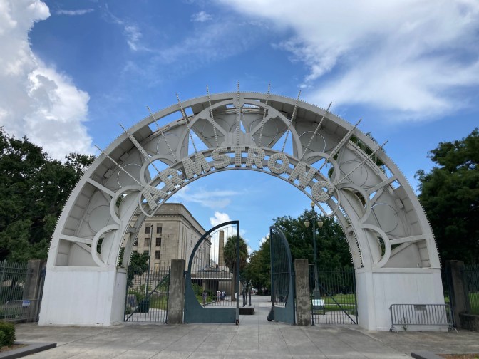 Exterior of Louis Armstrong Park entrance.