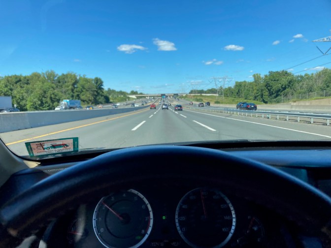 2012 Honda Accord dashboard looking NJ Turnpike.