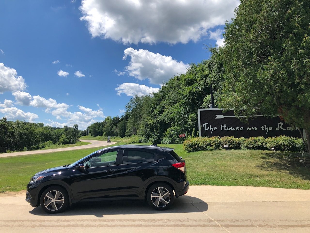 2021 Honda HR-V in front of sign that says THE HOUSE ON THE ROCK