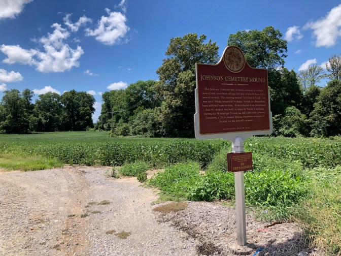Sign at Johnson Cemetery Mound.
