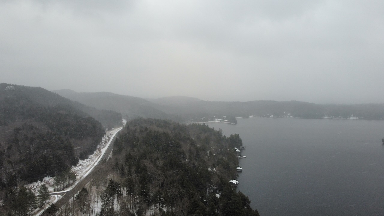 View of NY-28 and Fourth Lake.
