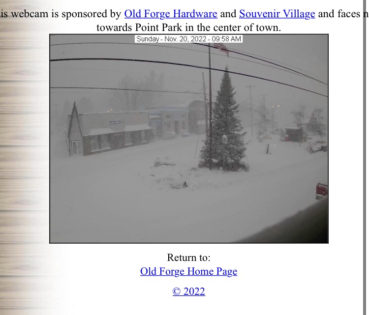 Screen shot of Old Forge webcam.
