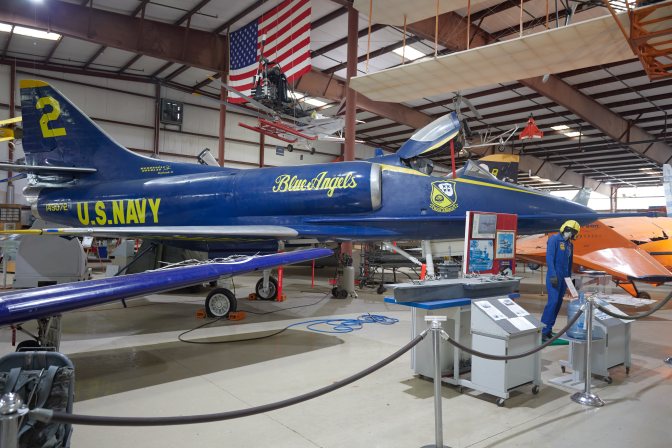 A-4 Skyhawk painted in color scheme of Blue Angels.