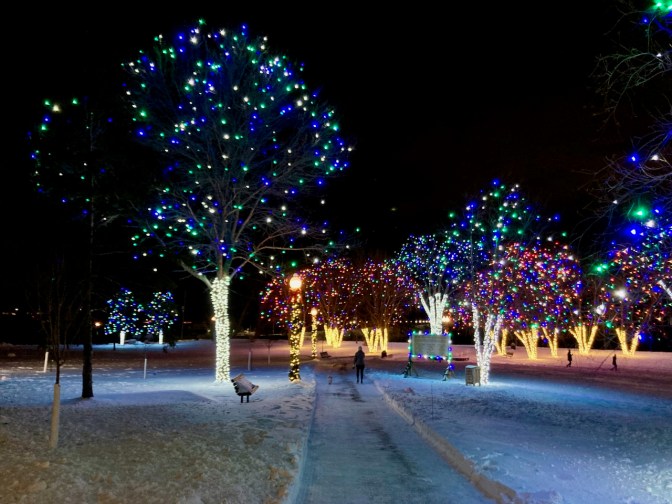 Tree-lined park in Hudson, Wisconsin.