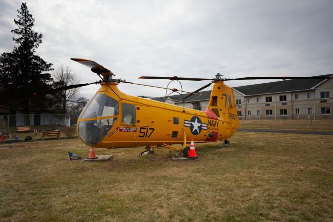Piasecki HUP-2 Retriever helicopter, parked on grass.