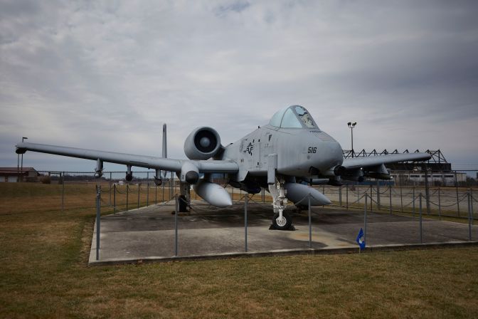 A-10 Thunderbolt II on concrete pad.