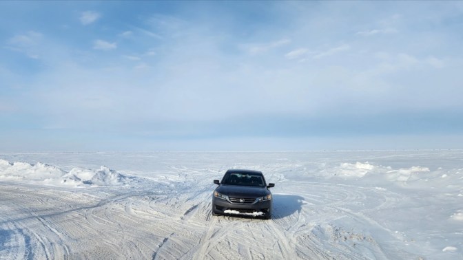 2014 Honda Accord parked on Lake of the Woods in Minnesota.