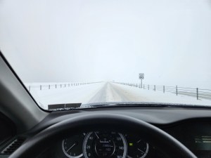I-80 in Utah, covered in snow.