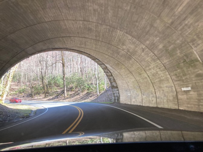 Tunnel along road in Great Smoky Mountain National Park.