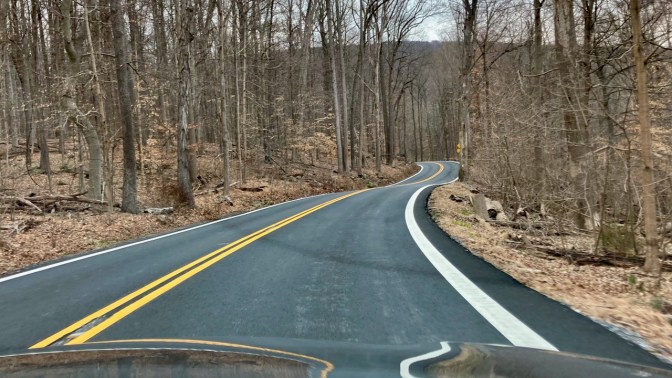 Curvy section of MD 77 road.