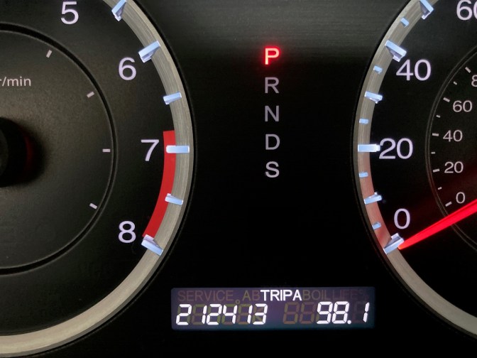 Car odometer reading 212413 TRIP A 98.1