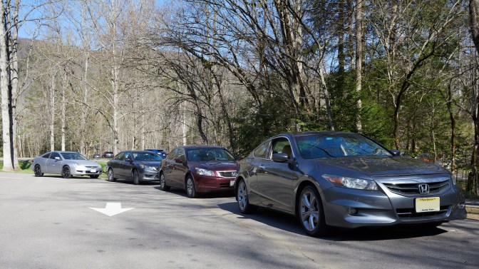 Lineup of 2012 Honda Accord coupe, 2010 Honda Accord sedan, 2014 Honda Accord sedan, and 2003 Honda Accord coupe.