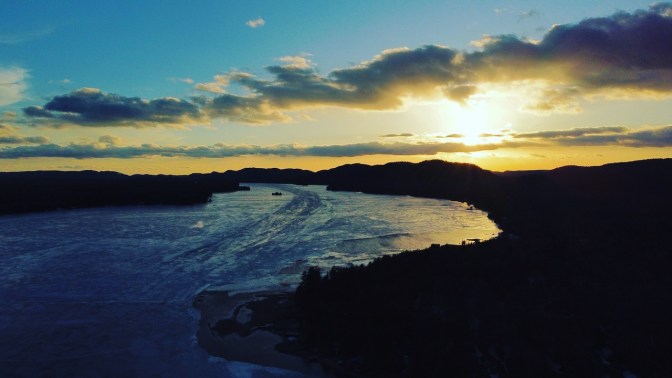 Sunset over Fourth Lake in the Adirondacks.