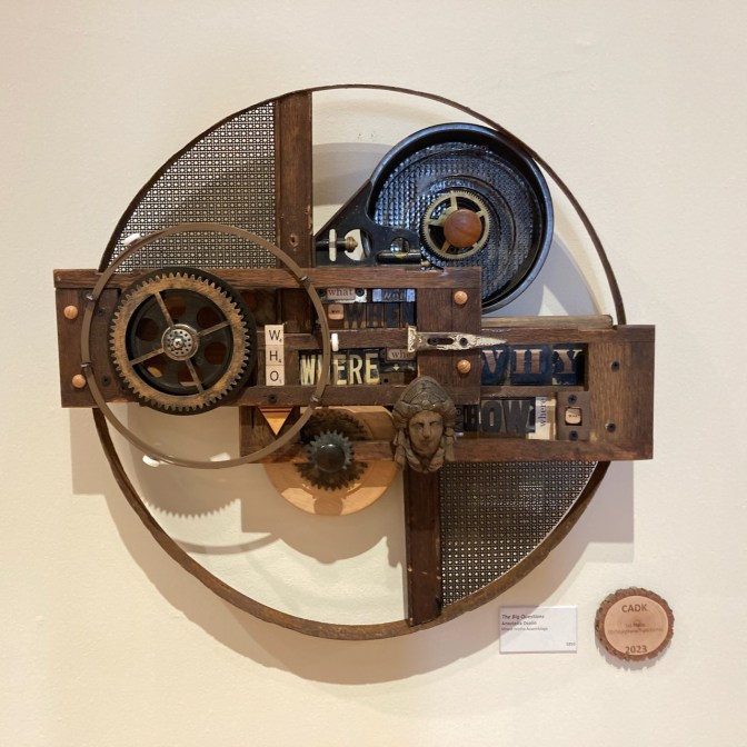 Sculpture made of mechanical parts, in circle.