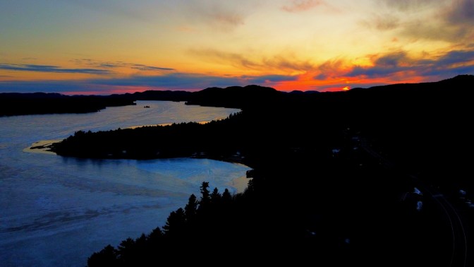 Sunset view of Fourth Lake.