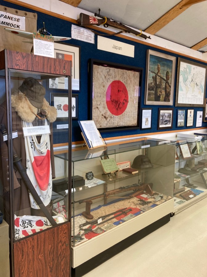Display of Japanese military memorabilia from WWII.