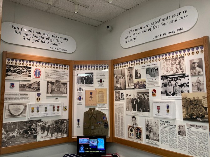 Display on the military service of Japanese-Americans during WWII.