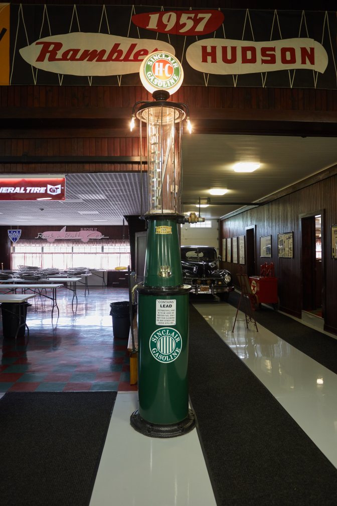 Classic Sinclair filling station pump.