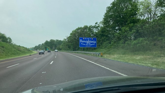 I-78 with sign along side of road that says Welcome to Pennsylvania.