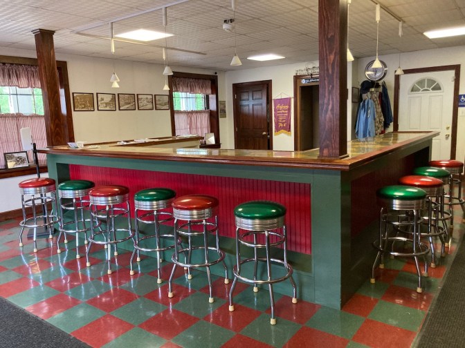 Interior of Old Spokes Car Museum.