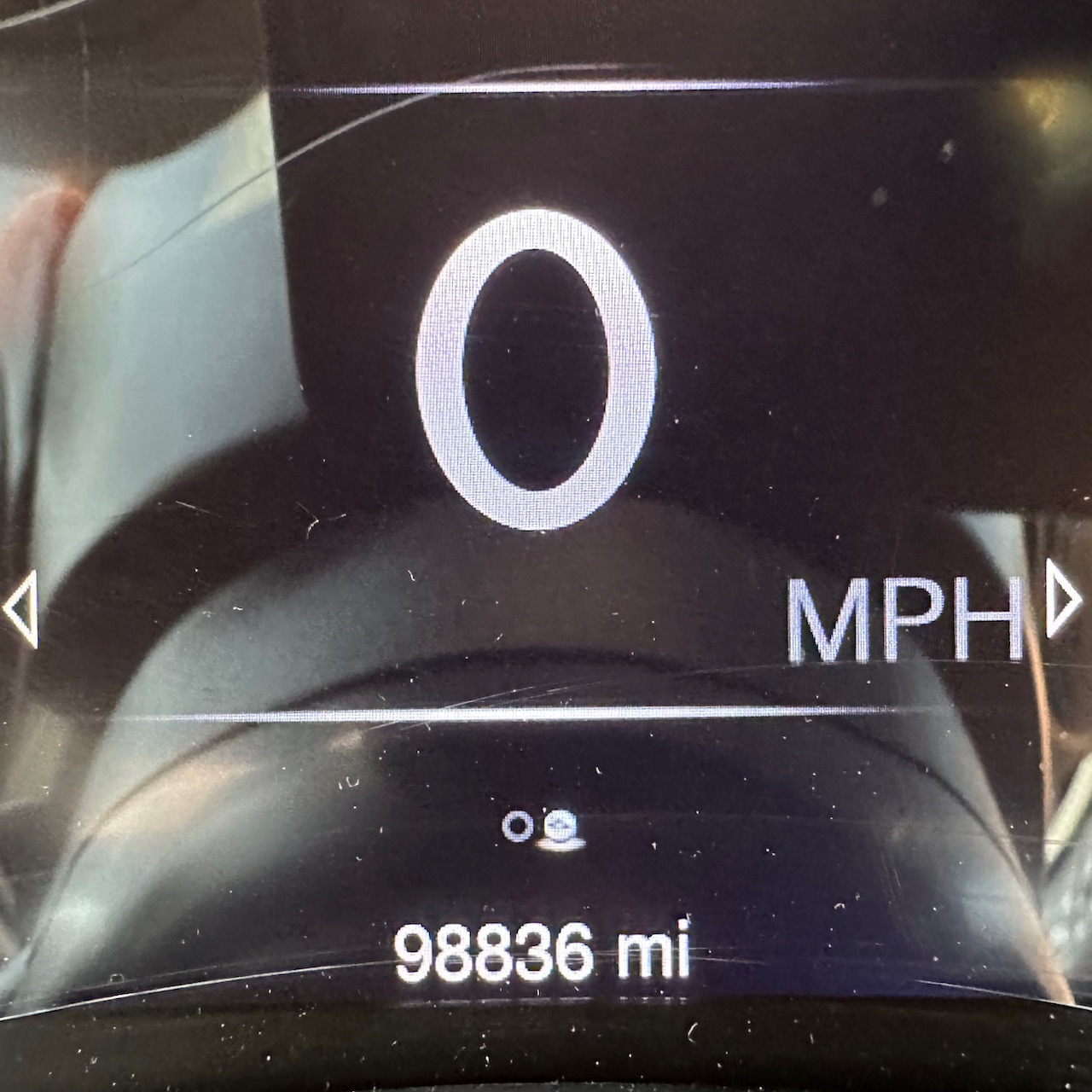 Car odometer reading 98836 miles