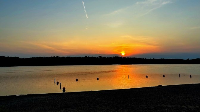 View of sunset over St. Croix River.